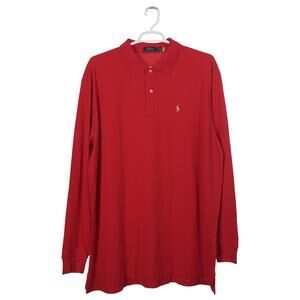 NWOT Polo Ralph Lauren Polo Shirt 2XLT Red Cotton Mesh Yellow Pony Long Sleeve